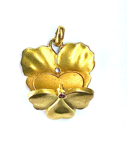 Pendentif Pendentif ouvrant en or jaune Fleur Pensée 58 Facettes AB352