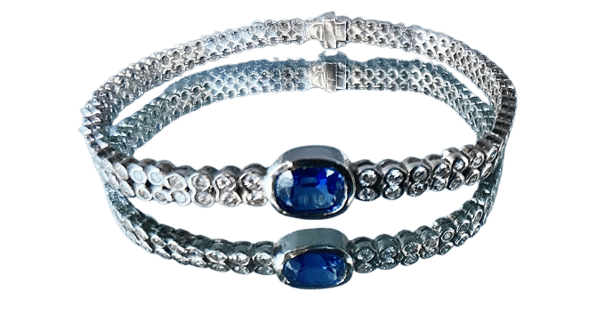 Bracelet or blanc saphir et brillants