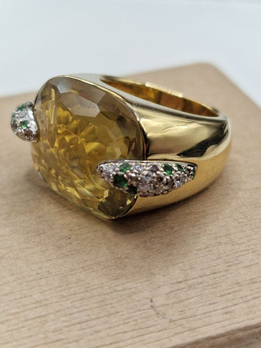 Bague Pomellato - Bague Pin Up en or jaune 18 k, citrine, tsavorites et diamants 58 Facettes