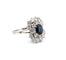 Superbe bague vintage en or blanc, saphir et diamant