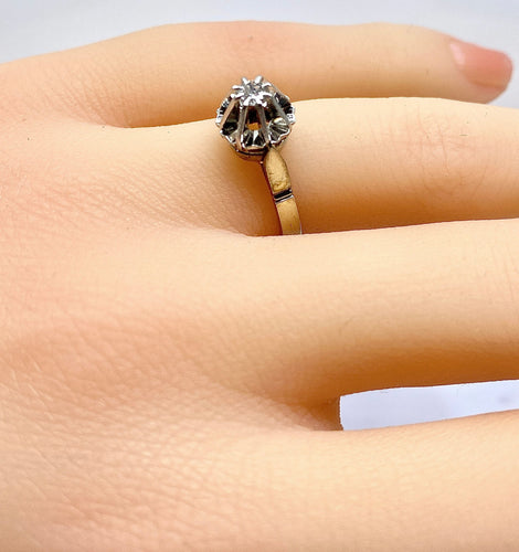 Bague 47 Bague solitaire en or blanc 18 carats et diamant 0,10 carat 58 Facettes AB537