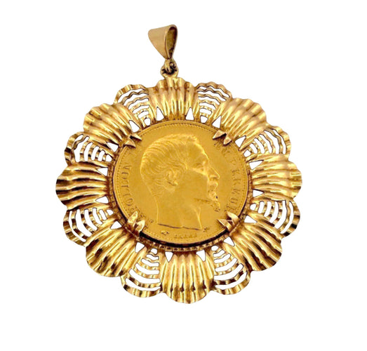 Pendentif Pendentif vintage or 18 carats et pièce de 20 Francs Napoléon 58 Facettes