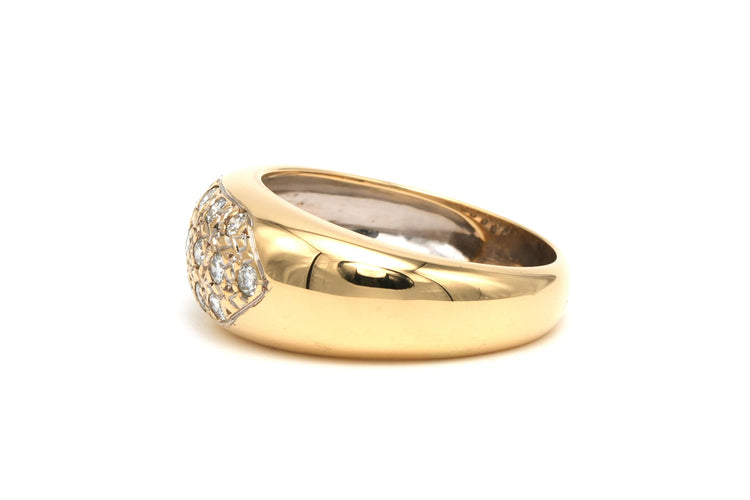 Bague 58 Bague contemporaine en or jaune 18 carats sertie de diamants 58 Facettes B503