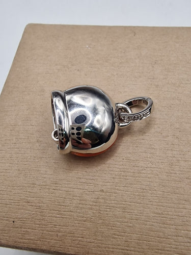 Pendentif Pendentif cloche en or blanc 18kt avec diamants et corail 58 Facettes