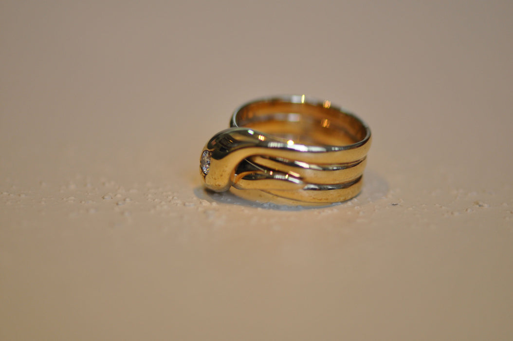 Bague 52.5 Bague serpent victorienne en or jaune avec diamant 58 Facettes