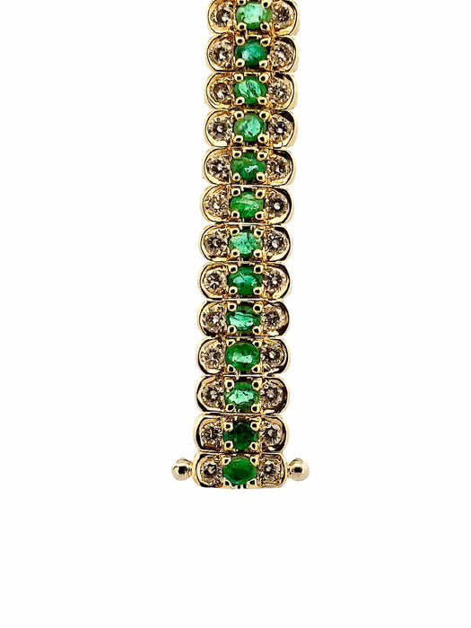 Bracelet Bracelet or jaune, émeraudes et diamants 58 Facettes