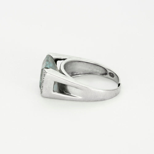 Bague 52.5 Bague or blanc, aigue marine et diamants 58 Facettes GU179