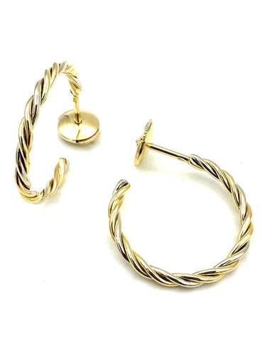 CARTIER. Collection "Trinity", créoles 3 ors torsadées