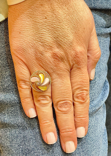 Collier Bague + collier en or rose 18 carats , pierres de lune et diamants 58 Facettes