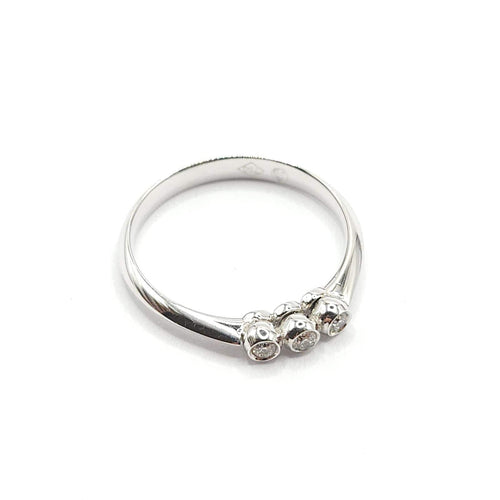 Bague 55 Bague or blanc 18 carats sertie de 3 diamants naturels 58 Facettes