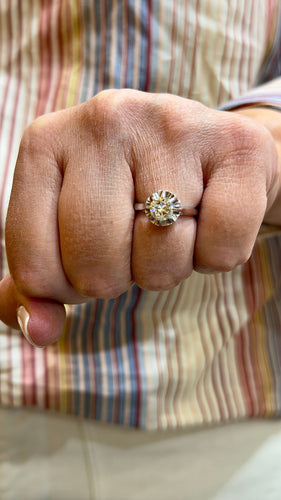 Bague 50 Solitaire ancien en platine et diamant T50 ajustable 58 Facettes