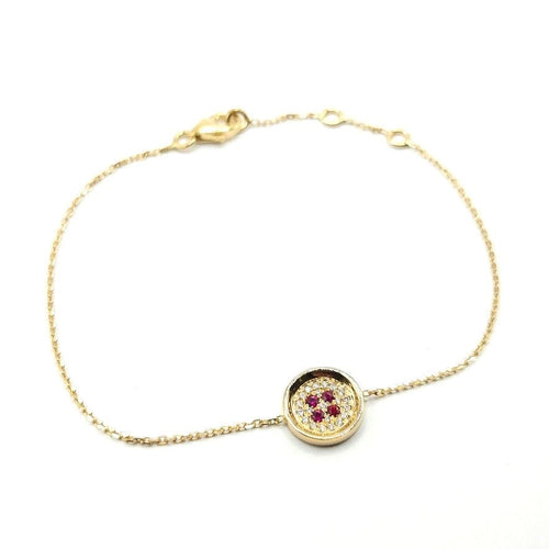 Bracelet Bracelet or blanc diamants et rubis signé Ely Bela 58 Facettes