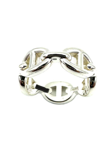 Bague 51 HERMES. Collection "Chaine d'ancre enchainée", bague argent 58 Facettes