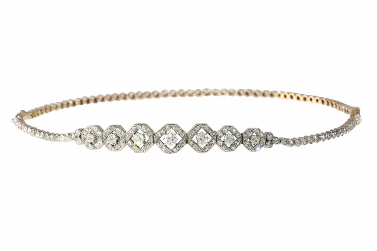 Collier Ensemble de diamants victorien antique : une transformation étonnante de deux bracelets en un collier pour chien 58 Facettes 24351-0130