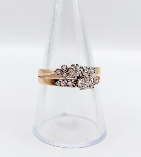 Bague 58.5 Bague toi et moi antique en or rose 18k et diamants taille ancienne 58 Facettes A06482