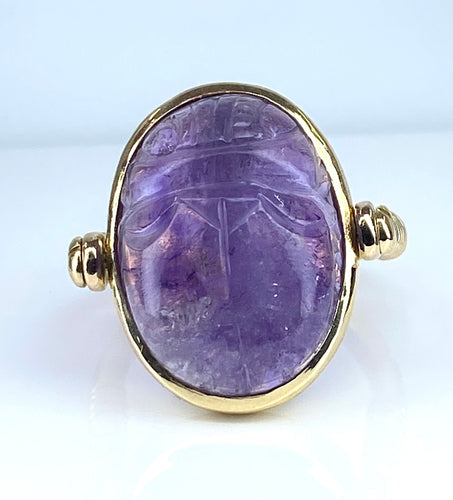 Bague 50 Bague en or jaune 18 carats, scarabée en améthyste mobile 58 Facettes AB447