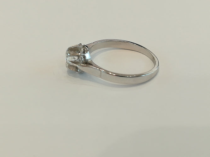 Bague 49 Bague Solitaire Ancien Diamant Or Blanc 58 Facettes