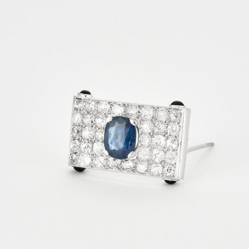 Broche CARTIER - Broche Art déco en platine, saphirs, diamants et cabochons d'onyx 58 Facettes 58FC10