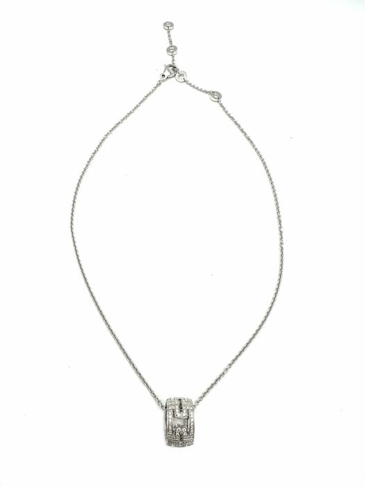 Collier BVLGARI. Collection "Parentesi", collier or blanc 18K et diamants 58 Facettes