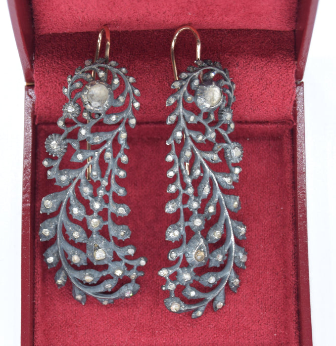 Boucles d'oreilles Boucles d'oreilles diamants argent et or de l'ère victorienne 58 Facettes