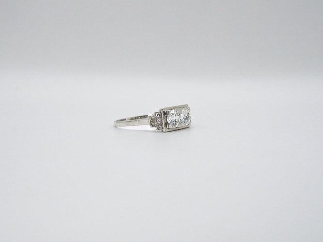 Bague 57 Bague Art Déco Platine Diamants 58 Facettes 4530