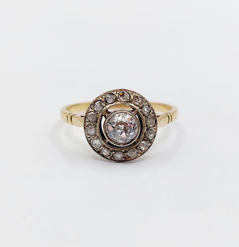 Bague 61.5 Bague cible or jaune et platine, diamant (circa 1900) 58 Facettes A05271