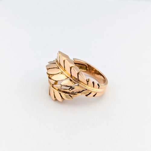 Bague florale en or rose