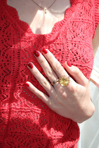 Bague 58 Bague Cocktail Citrine Or Jaune 58 Facettes 535