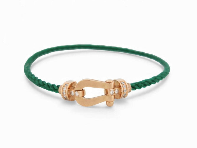 Bracelet bracelet FRED force 10 mm en or rose 18k + cable acier vert 16.5cm 58 Facettes 271014