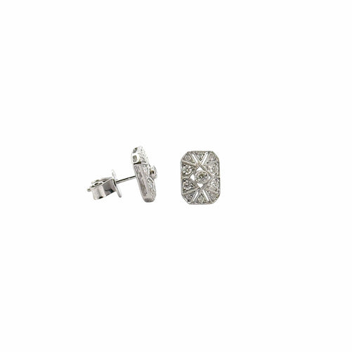 Boucles d'oreilles Boucle d’oreilles art déco or blanc et diamants 58 Facettes
