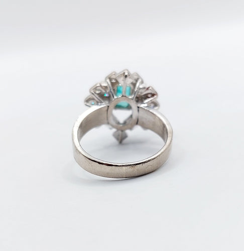 Bague 46.5 Bague vintage or blanc 14k émeraude et diamants 58 Facettes A05891