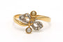 Bague 53 Bague Art Nouveau en or jaune 18 carats et argent sertie de diamants et de perles 58 Facettes B272