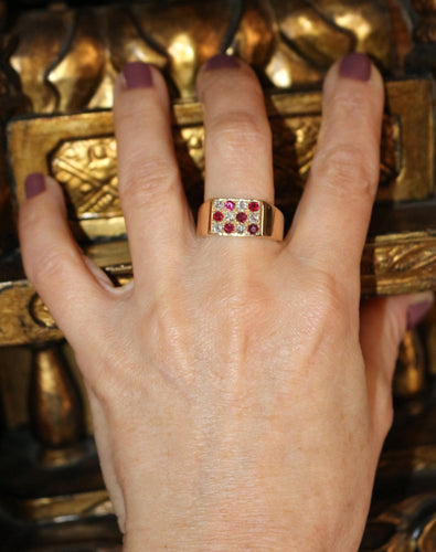 Bague 56 Bague Chevalière Rubis Diamants 58 Facettes 541