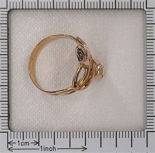 Bague 58 Élégance symbolique : bague antique double serpent avec diamants et rubis 58 Facettes 24278-0102