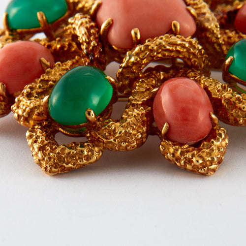 Collier VAN CLEEF & ARPELS - Parure "Delphe Collection" Corail et chrysoprase 58 Facettes