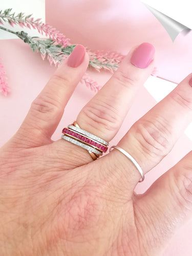 Bague 56 Bague Croisée Rubis Diamants 58 Facettes AA 1568