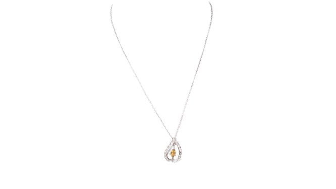 Collier Collier en or blanc, citrine et diamants 58 Facettes 32805