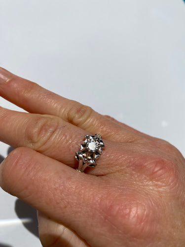 Bague 56 Bague ancienne or blanc diamants 58 Facettes 330055173