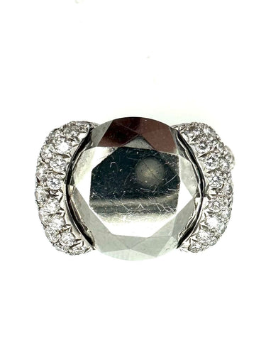 Bague 52 CHOPARD. Bague "Joaillerie" en or blanc 18K, diamants et chrome 58 Facettes