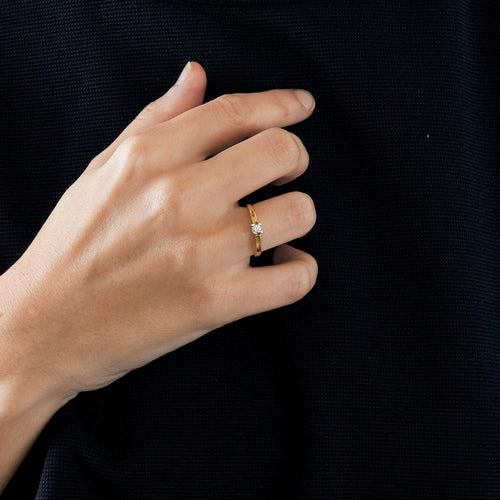 Bague 54 Solitaire or jaune et blanc avec diamant 58 Facettes 3121248