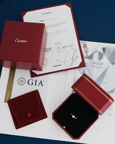 Bague 48 Bague Cartier Solitaire 1895, diamant rond de 0,27 carat, certifié GIA, pureté F/VVS2 58 Facettes