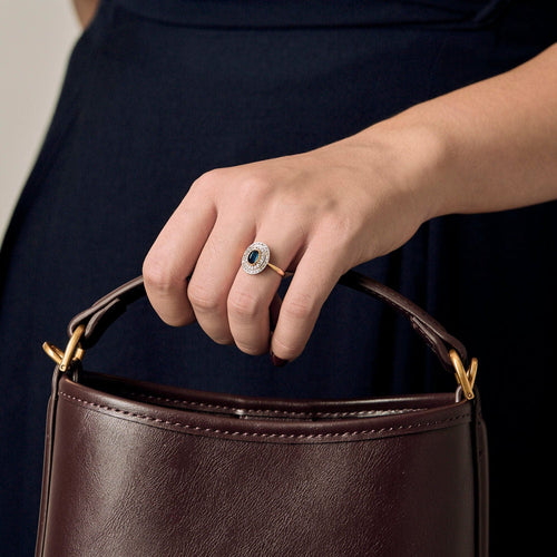 Bague 51 Bague en or jaune, or blanc, saphir et diamants 58 Facettes VAN0130