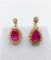 Boucles d'oreilles Dormeuses or jaune, rubis synthétiques et diamants taille ancienne (circa 1920) 58 Facettes A04818