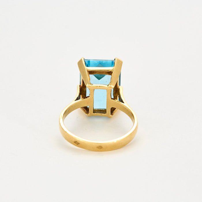 Bague 53.5 Bague or jaune topaze bleue 58 Facettes