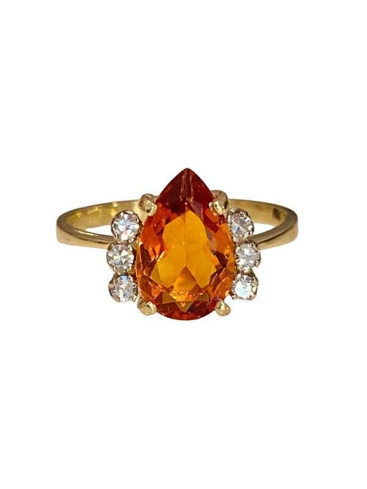 Bague 55.5 Bague or jaune citrine et diamants 58 Facettes