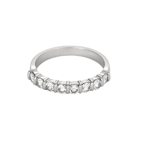 Bague 58,5 Alliance semi pavé en or blanc et diamants 58 Facettes B250483
