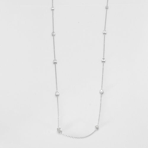 Collier Collier or blanc chaine alternée de diamants 58 Facettes 3674