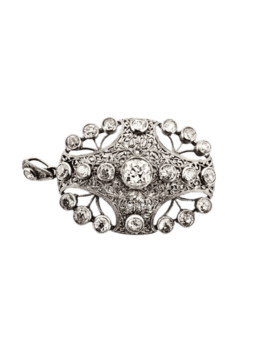 Broche Broche en or blanc sertie de diamants taille ancienne 58 Facettes
