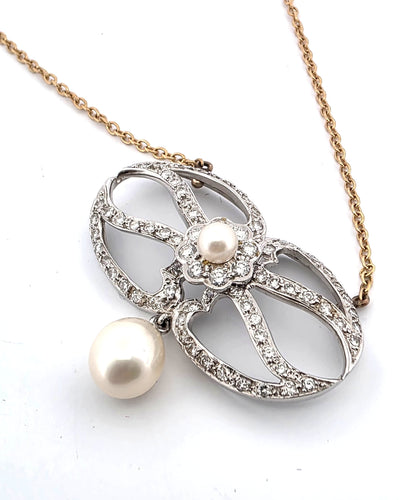 Pendentif Superbe pendentif Art Déco en platine et or 58 Facettes