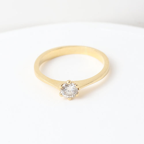 Bague solitaire en or jaune 18 carats avec diamant de 0,28 carat